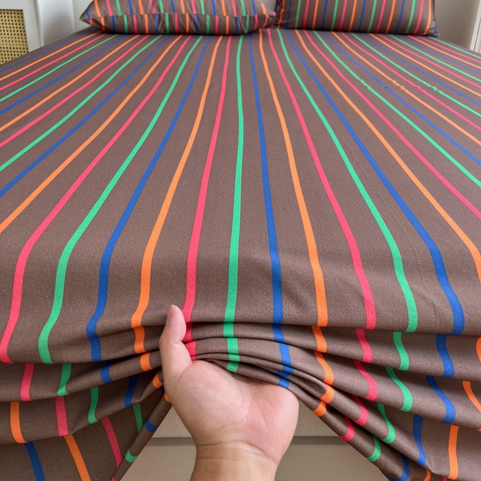 91家纺网 家纺一手货源 找家纺 感遇 2025新款全棉磨毛A类床单床笠三件套 霓虹咖