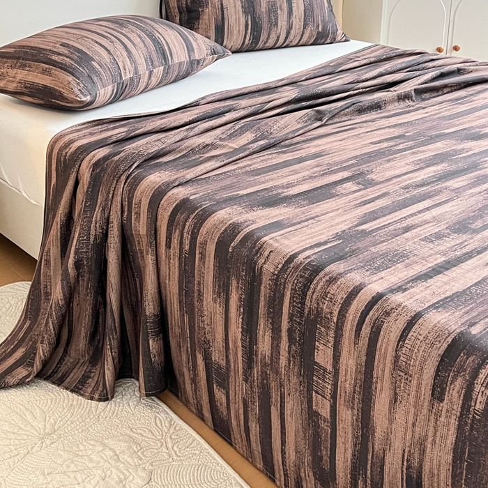 91家纺网 家纺一手货源 找家纺 感遇 2025新款全棉磨毛A类床单床笠三件套 巧克力