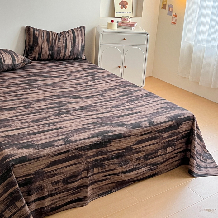 91家纺网 家纺一手货源 找家纺 感遇 2025新款全棉磨毛A类床单床笠三件套 巧克力