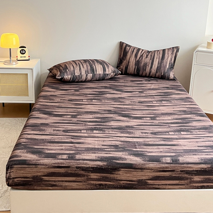 91家纺网 家纺一手货源 找家纺 感遇 2025新款全棉磨毛A类床单床笠三件套 巧克力