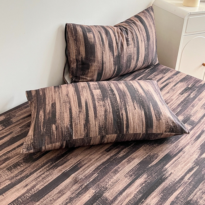 91家纺网 家纺一手货源 找家纺 感遇 2025新款全棉磨毛A类床单床笠三件套 巧克力