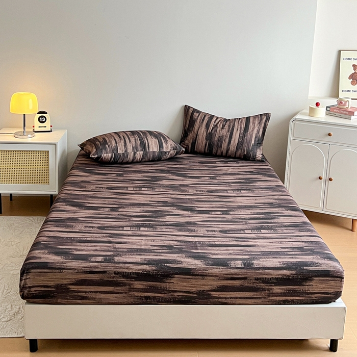 91家纺网 家纺一手货源 找家纺 感遇 2025新款全棉磨毛A类床单床笠三件套 巧克力