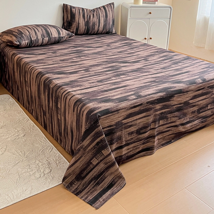 91家纺网 家纺一手货源 找家纺 感遇 2025新款全棉磨毛A类床单床笠三件套 巧克力