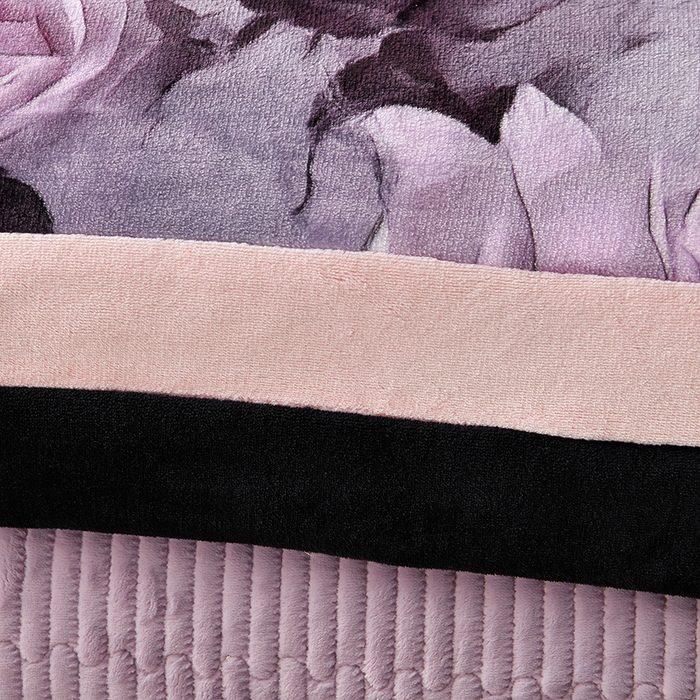 91家纺网 家纺一手货源 找家纺 馨梦缘 2025新款牛奶绒数码印花四件套 玫瑰时光-紫