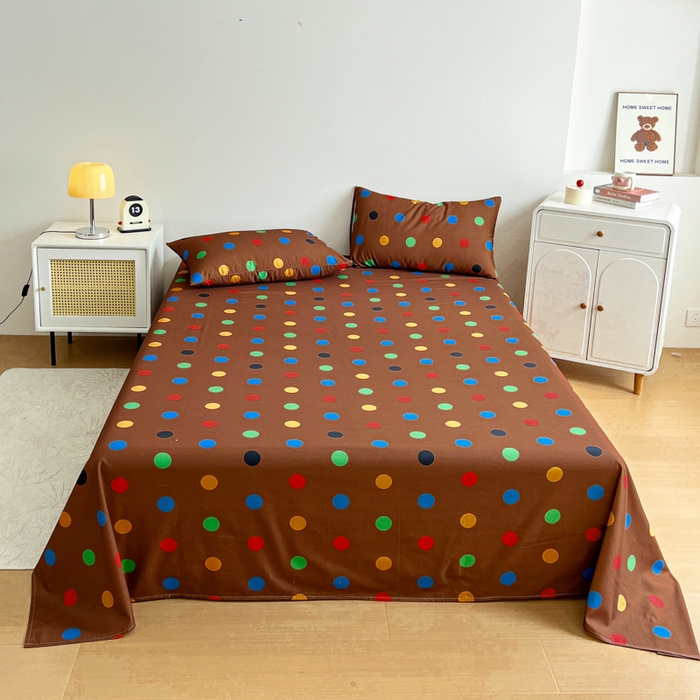 91家纺网 家纺一手货源 找家纺 感遇 2025新款全棉磨毛A类床单床笠三件套 巧克力豆