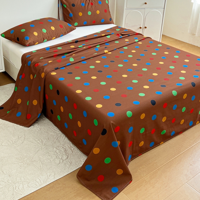 91家纺网 家纺一手货源 找家纺 感遇 2025新款全棉磨毛A类床单床笠三件套 巧克力豆