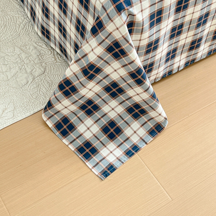 91家纺网 家纺一手货源 找家纺 感遇 2025新款全棉磨毛A类床单床笠三件套 苏格兰黑