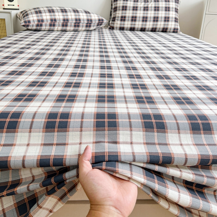 91家纺网 家纺一手货源 找家纺 感遇 2025新款全棉磨毛A类床单床笠三件套 苏格兰黑