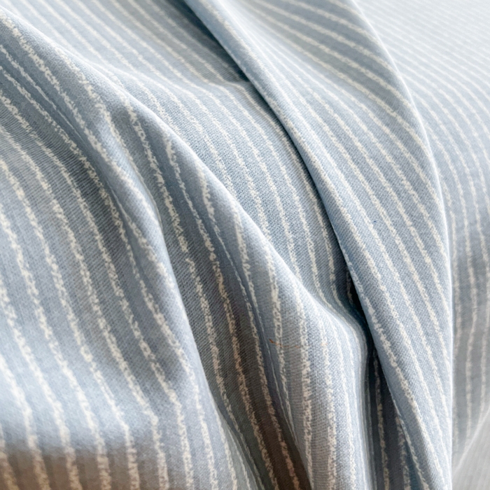 91家纺网 家纺一手货源 找家纺 感遇 2025新款全棉磨毛A类床单床笠三件套 细条蓝