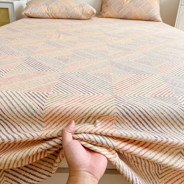 91家纺网 家纺一手货源 找家纺 感遇 2025新款全棉磨毛A类床单床笠三件套 旋律