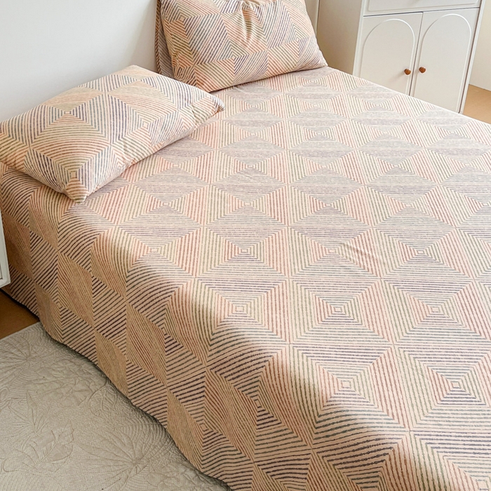 91家纺网 家纺一手货源 找家纺 感遇 2025新款全棉磨毛A类床单床笠三件套 旋律