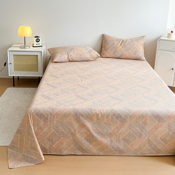 91家纺网 家纺一手货源 找家纺 感遇 2025新款全棉磨毛A类床单床笠三件套 旋律