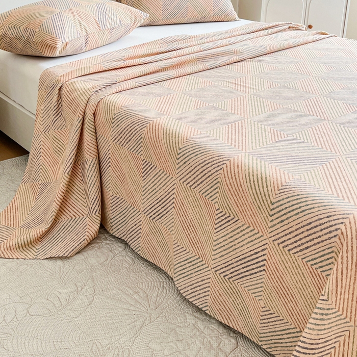 91家纺网 家纺一手货源 找家纺 感遇 2025新款全棉磨毛A类床单床笠三件套 旋律