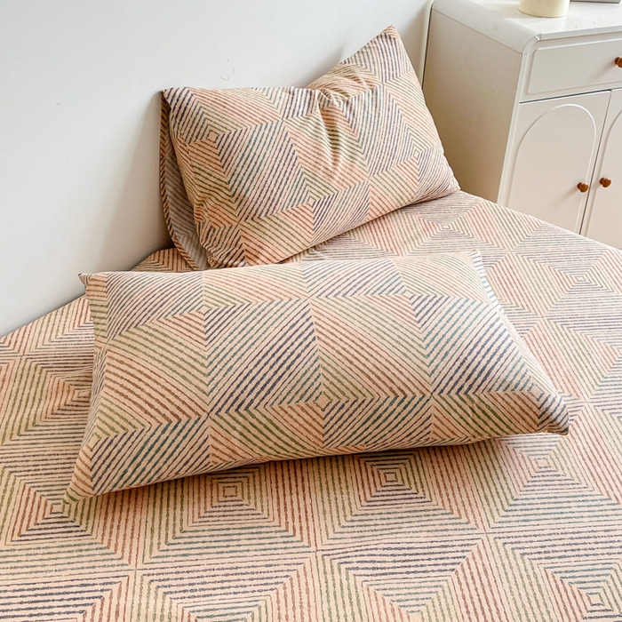 91家纺网 家纺一手货源 找家纺 感遇 2025新款全棉磨毛A类床单床笠三件套 旋律