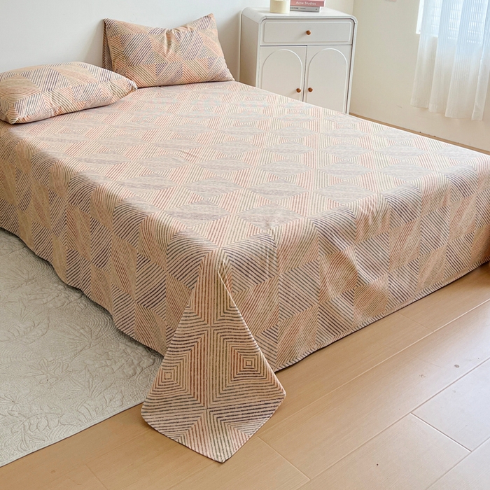 91家纺网 家纺一手货源 找家纺 感遇 2025新款全棉磨毛A类床单床笠三件套 旋律