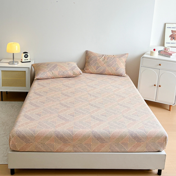 91家纺网 家纺一手货源 找家纺 感遇 2025新款全棉磨毛A类床单床笠三件套 旋律