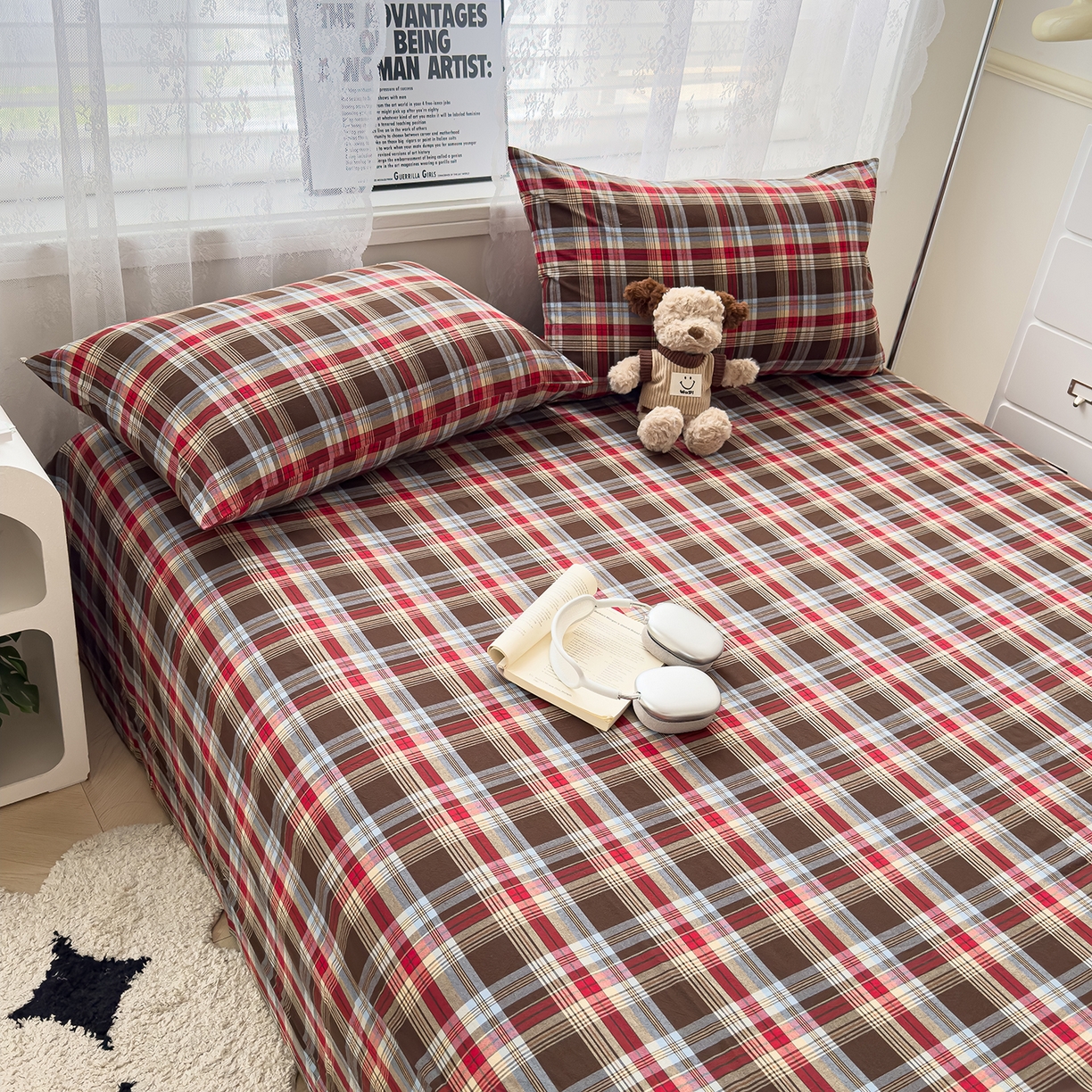 91家纺网 家纺一手货源 找家纺 （总）对白 2025新款32支全棉色织水洗棉单品床单