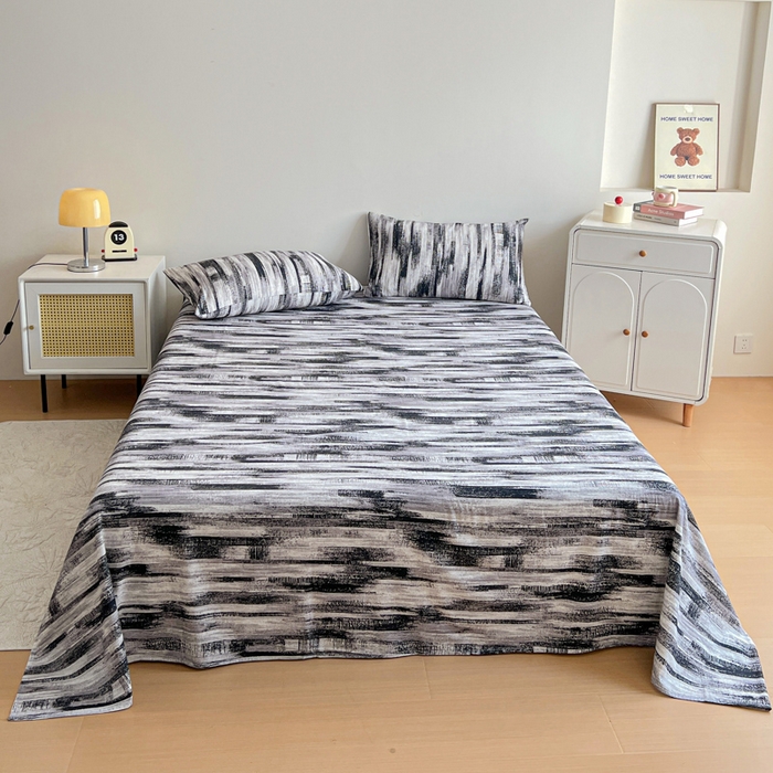 感遇 2025新款全棉磨毛A类床单床笠三件套 雅阁黑