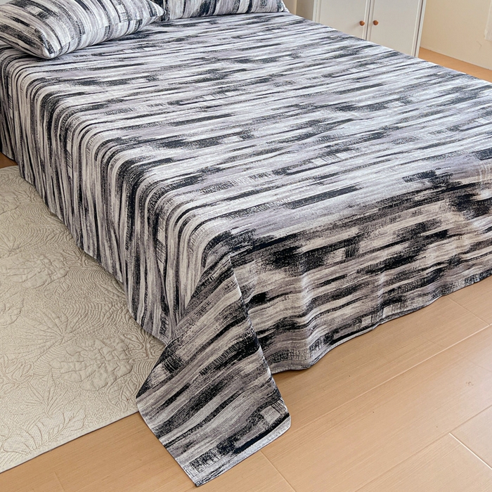 91家纺网 家纺一手货源 找家纺 感遇 2025新款全棉磨毛A类床单床笠三件套 雅阁黑