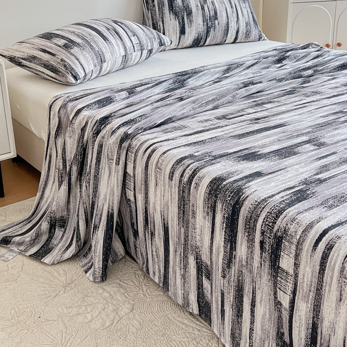 91家纺网 家纺一手货源 找家纺 感遇 2025新款全棉磨毛A类床单床笠三件套 雅阁黑