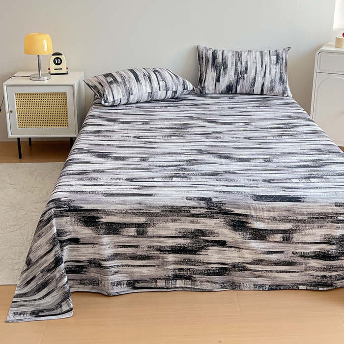 91家纺网 家纺一手货源 找家纺 感遇 2025新款全棉磨毛A类床单床笠三件套 雅阁黑