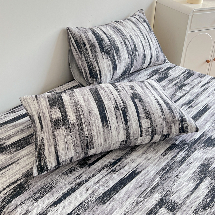 91家纺网 家纺一手货源 找家纺 感遇 2025新款全棉磨毛A类床单床笠三件套 雅阁黑