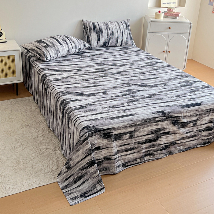 91家纺网 家纺一手货源 找家纺 感遇 2025新款全棉磨毛A类床单床笠三件套 雅阁黑