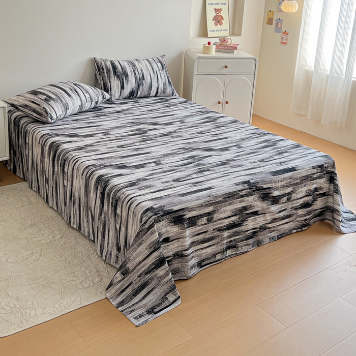 91家纺网 家纺一手货源 找家纺 感遇 2025新款全棉磨毛A类床单床笠三件套 雅阁黑