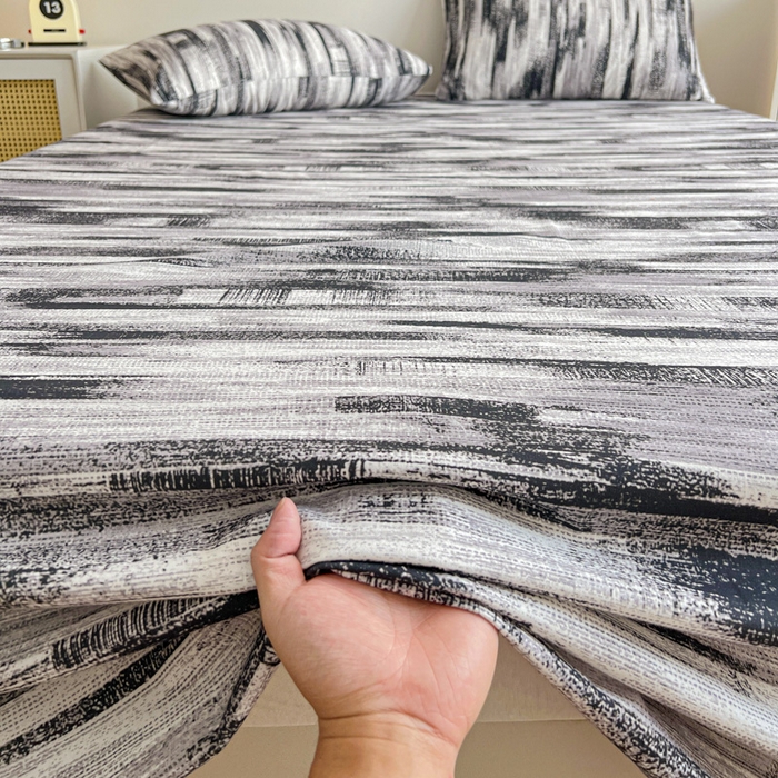 91家纺网 家纺一手货源 找家纺 感遇 2025新款全棉磨毛A类床单床笠三件套 雅阁黑