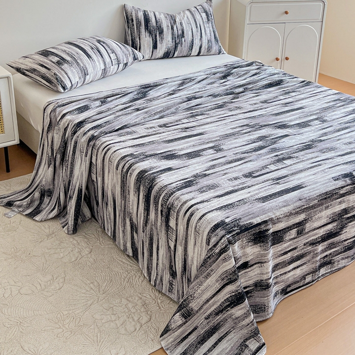 91家纺网 家纺一手货源 找家纺 感遇 2025新款全棉磨毛A类床单床笠三件套 雅阁黑