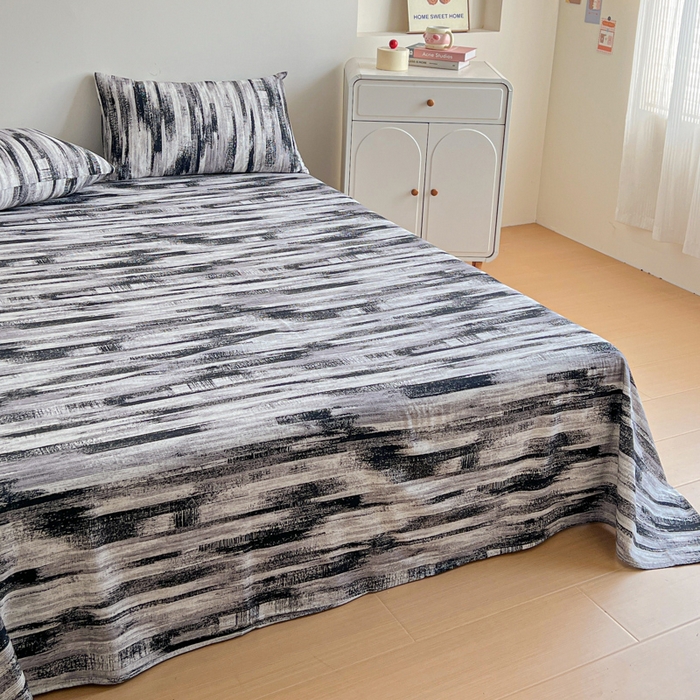 91家纺网 家纺一手货源 找家纺 感遇 2025新款全棉磨毛A类床单床笠三件套 雅阁黑