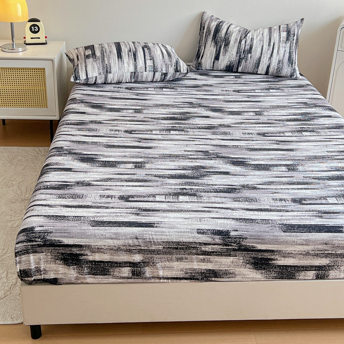 91家纺网 家纺一手货源 找家纺 感遇 2025新款全棉磨毛A类床单床笠三件套 雅阁黑