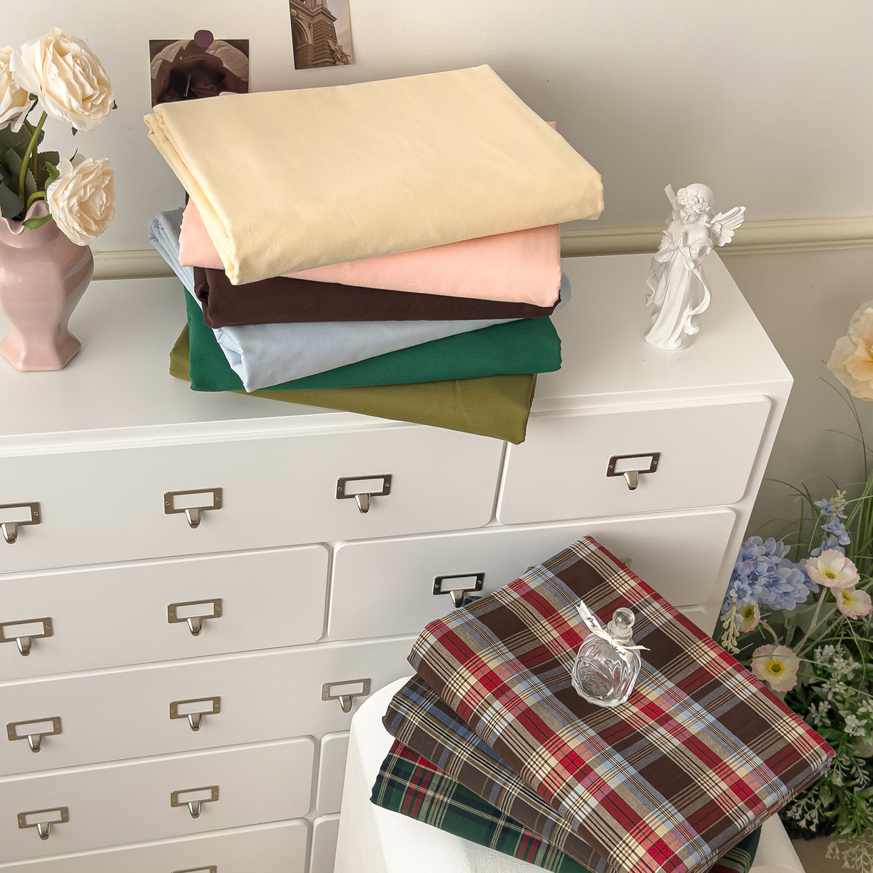 91家纺网 家纺一手货源 找家纺 （总）对白 2025新款32支全棉色织水洗棉单品被套