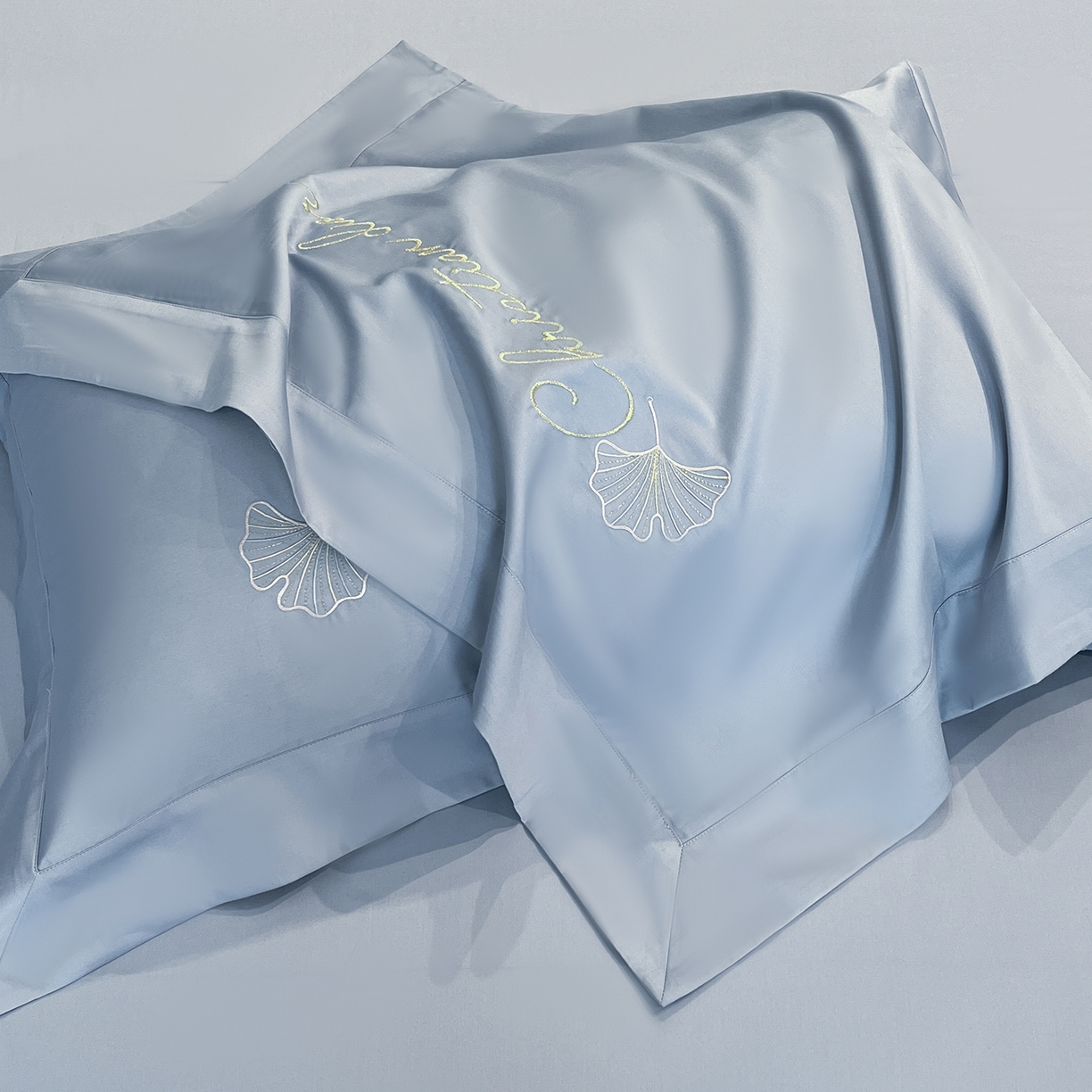 91家纺网 家纺一手货源 找家纺 置顶家纺 2025新款亲肤拼接刺绣四件套-一路繁花 一路繁花-天蓝