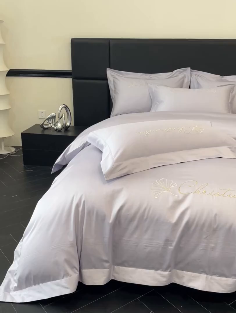 91家纺网 家纺一手货源 找家纺 置顶家纺 2025新款亲肤拼接刺绣四件套-一路繁花 一路繁花-香芋紫