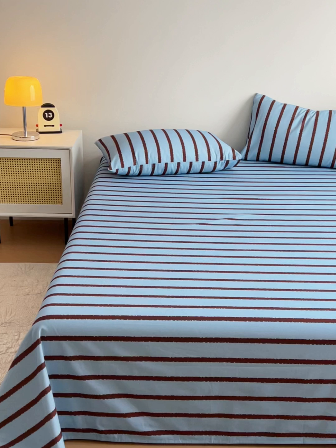 91家纺网 家纺一手货源 找家纺 感遇 2025新款全棉磨毛A类床单床笠三件套 咖蓝