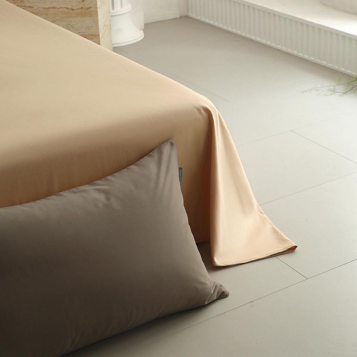 91家纺网 家纺一手货源 找家纺 梧桐树 2025新款纯色双拼100%棉磨毛全棉纯棉四件套 焦糖曲奇