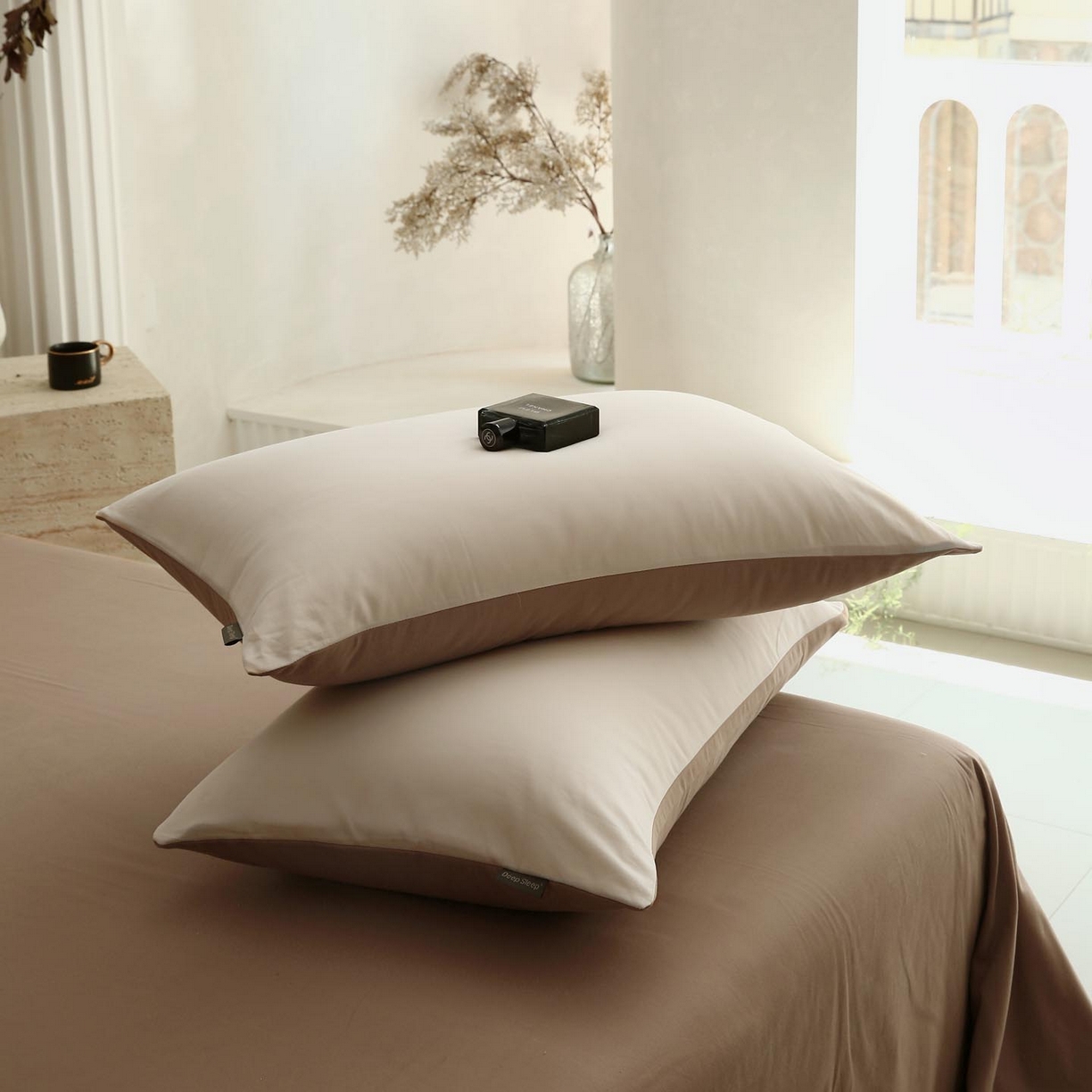 91家纺网 家纺一手货源 找家纺 梧桐树 2025新款纯色双拼100%棉磨毛全棉纯棉四件套 云纱可可