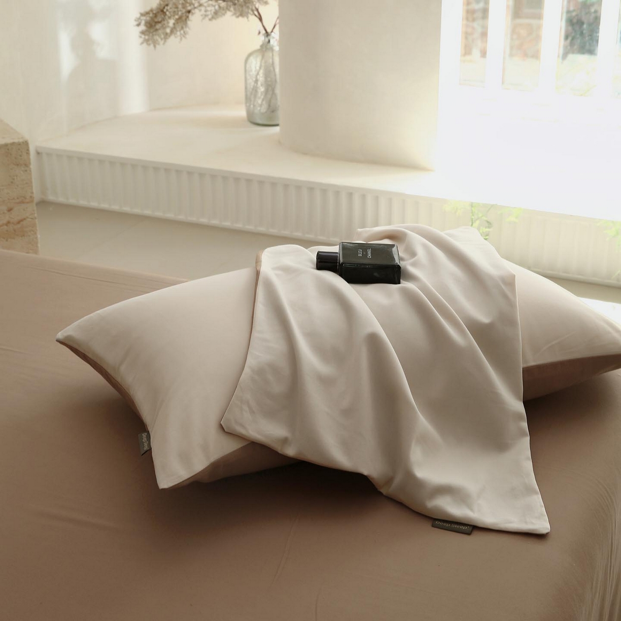 91家纺网 家纺一手货源 找家纺 梧桐树 2025新款纯色双拼100%棉磨毛全棉纯棉四件套 云纱可可