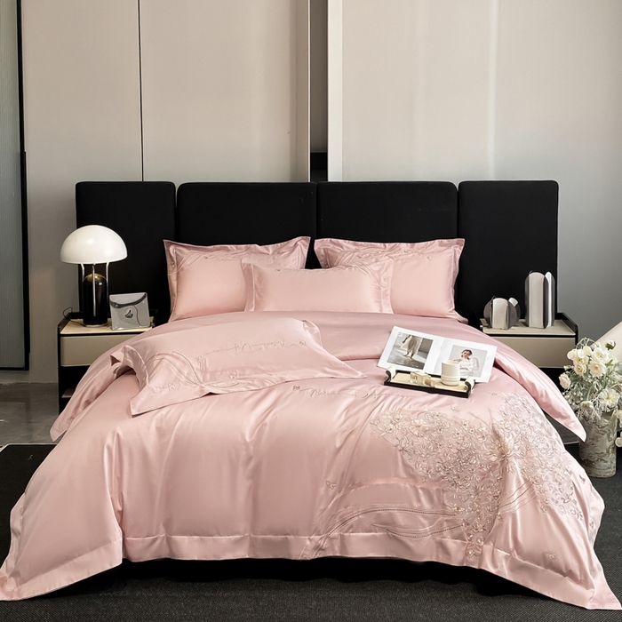 91家纺网 家纺一手货源 找家纺 置顶家纺 2025新款全棉纯棉刺绣四件套迪奥系列 迪奥-浅豆沙