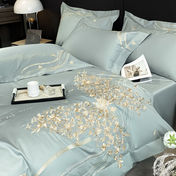 置顶家纺 2025新款全棉纯棉刺绣四件套迪奥系列 迪奥-繁星蓝