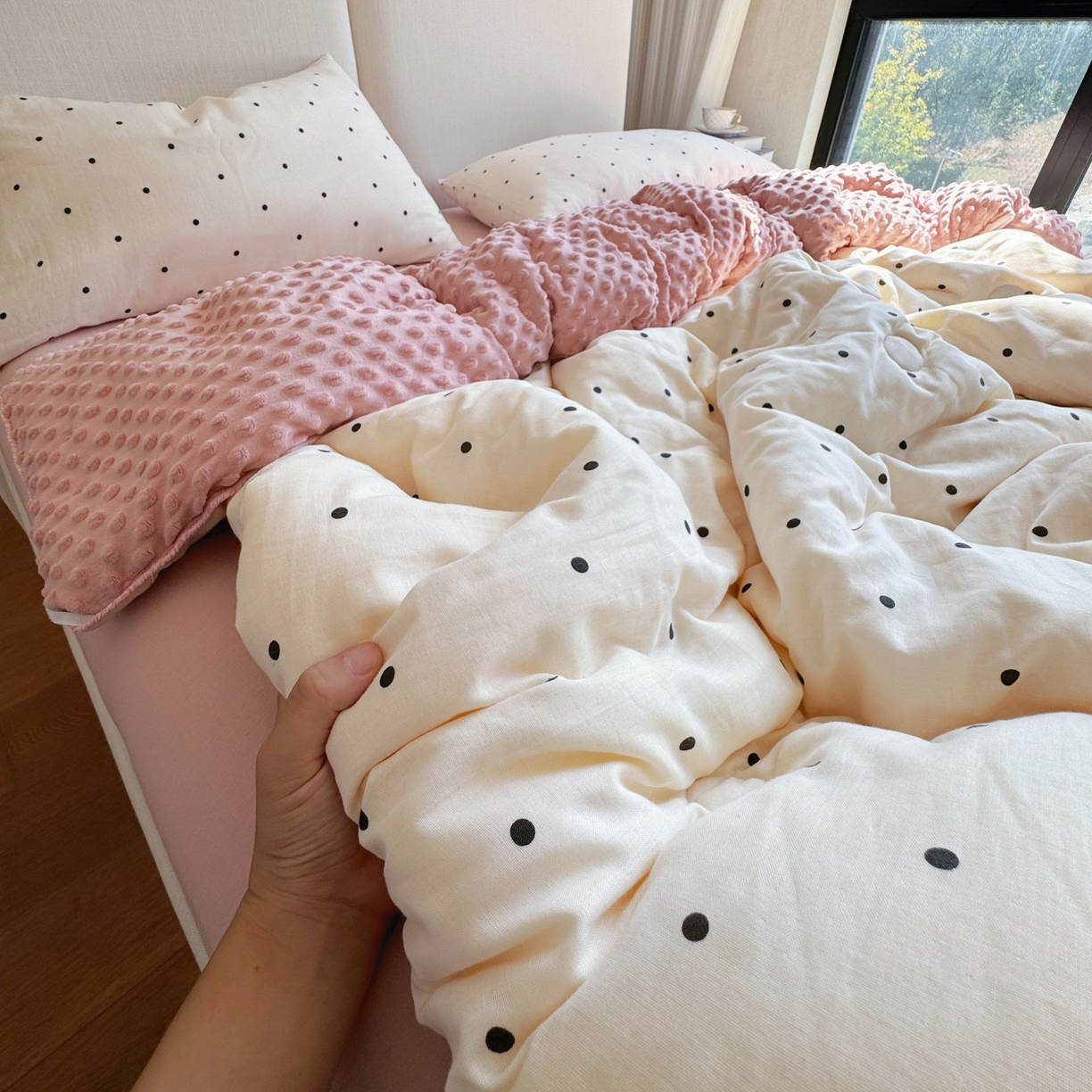 （总）8+8 2025新款全棉双层纱豆豆被被子被芯春秋被冬被