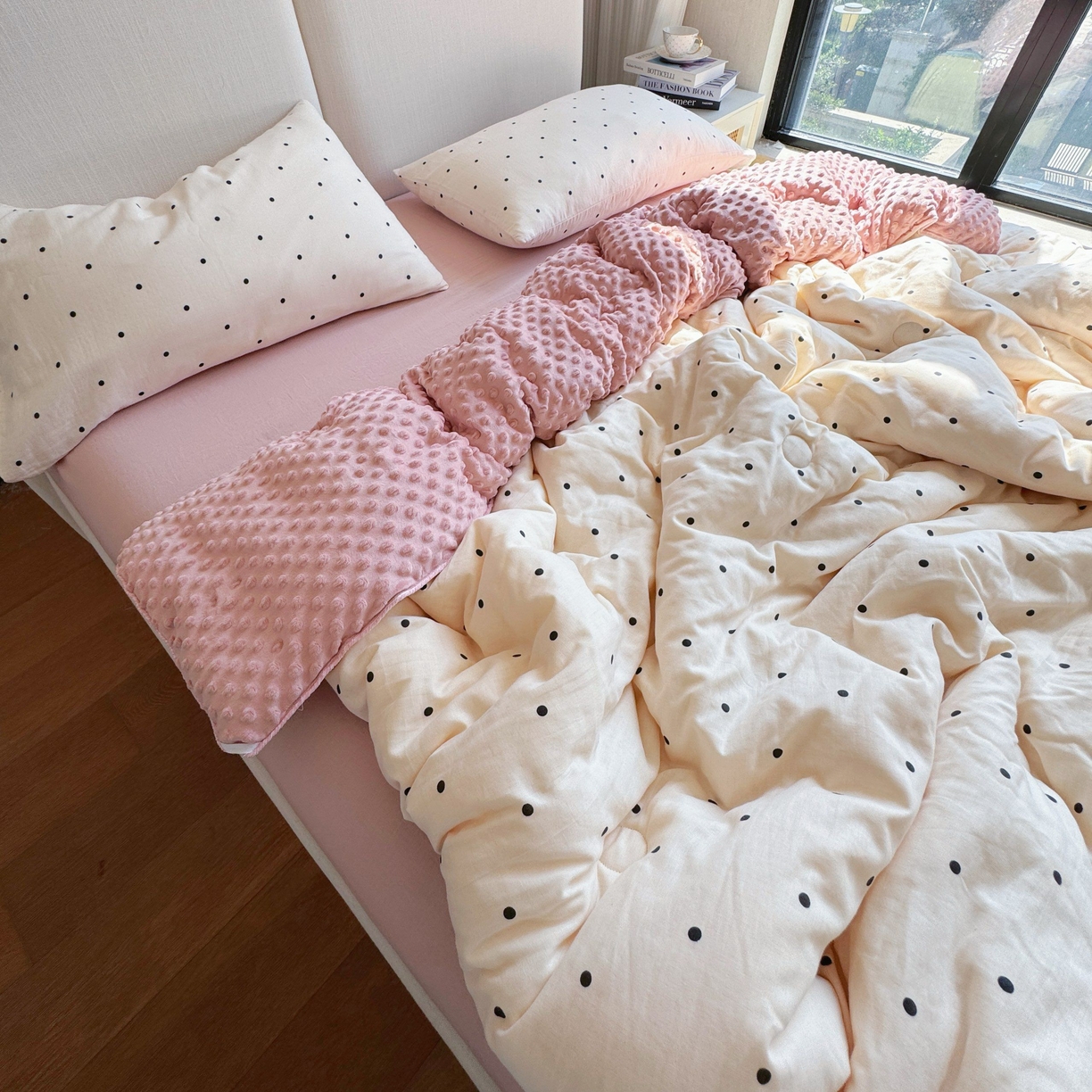 91家纺网 家纺一手货源 找家纺 （总）8+8 2025新款全棉双层纱豆豆被被子被芯春秋被冬被