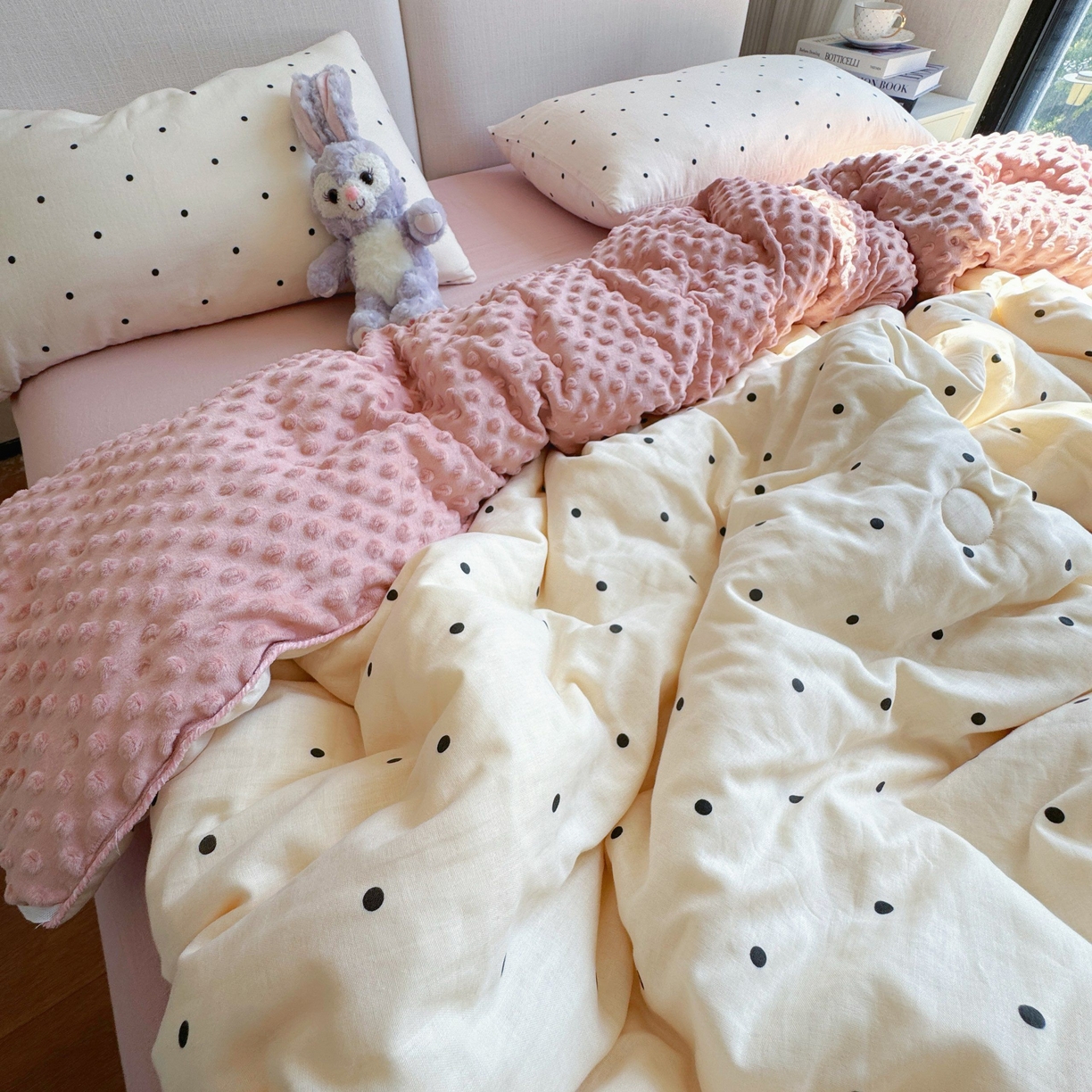 91家纺网 家纺一手货源 找家纺 （总）8+8 2025新款全棉双层纱豆豆被被子被芯春秋被冬被