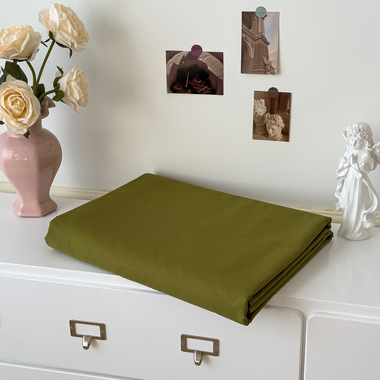 91家纺网 家纺一手货源 找家纺 对白 2025新款40支全棉纯棉单品被套 橄榄绿