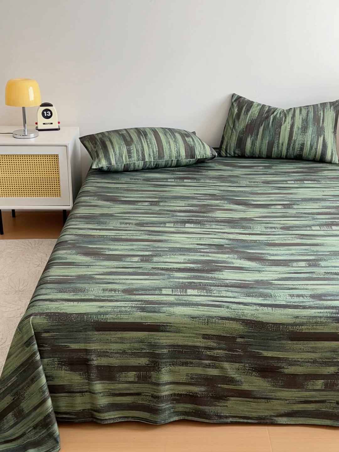 91家纺网 家纺一手货源 找家纺 感遇 2025新款全棉磨毛A类床单床笠三件套 抹茶