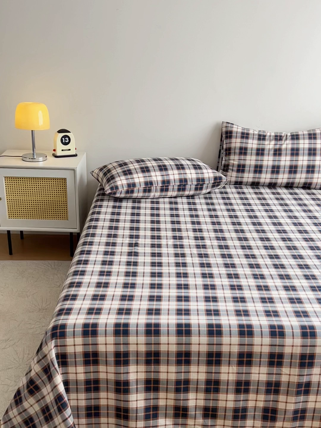 91家纺网 家纺一手货源 找家纺 感遇 2025新款全棉磨毛A类床单床笠三件套 苏格兰黑