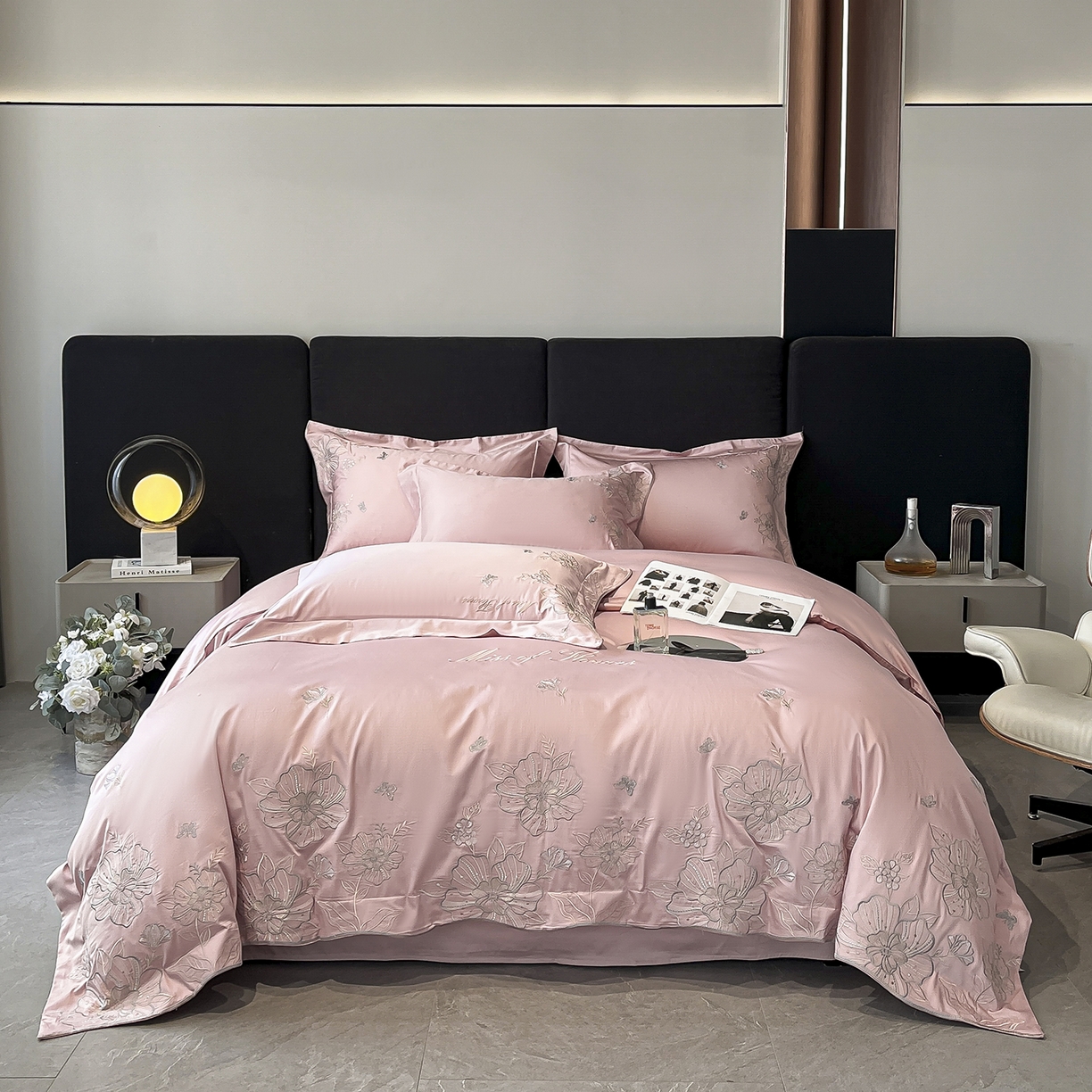 91家纺网 家纺一手货源 找家纺 置顶家纺 2025新款亲肤加厚磨毛刺绣四件套-花间拾梦系列 花间拾梦-浅豆沙