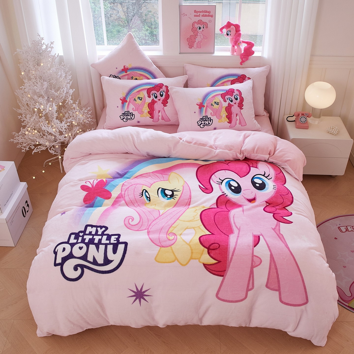 91家纺网 家纺一手货源 找家纺 蘭菲家纺 2025新款小马宝莉牛奶绒四件套 伙伴-宝莉