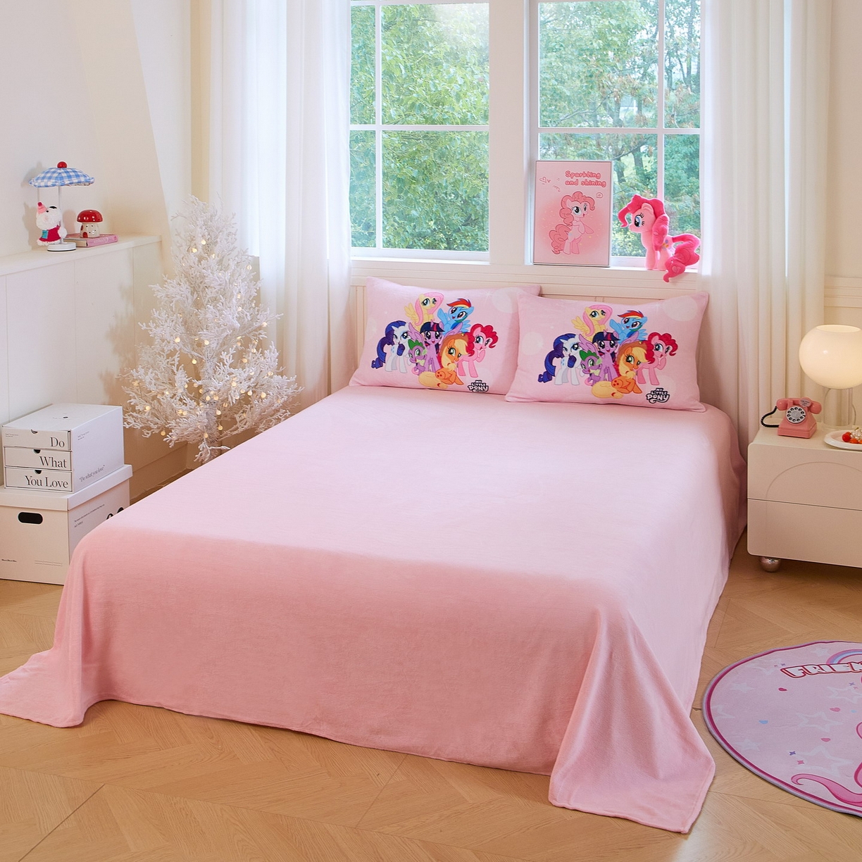 91家纺网 家纺一手货源 找家纺 蘭菲家纺 2025新款小马宝莉牛奶绒四件套 大家族-宝莉